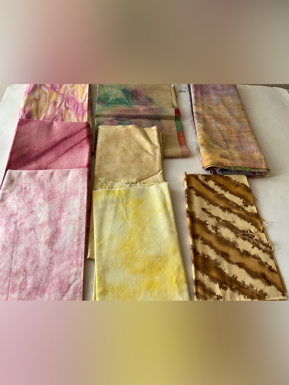 Quilting Sewing Crafts Fabric Lot Tie Dye Colorful Cotton Pink Yellow Brown
